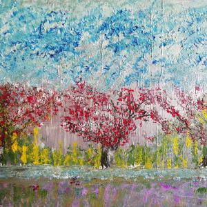 cerisiers en fleurs 2022 toile 30x24